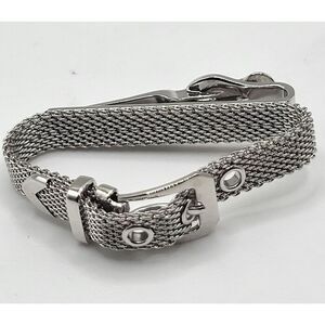 Swank Silvertone Mesh Belt Tie Clip 2in